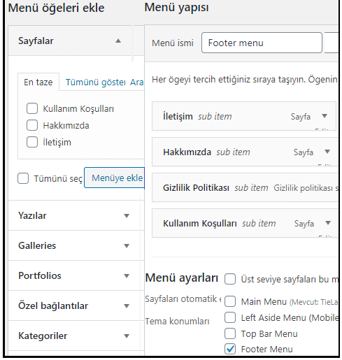 Ozel Menuler Olusturun
