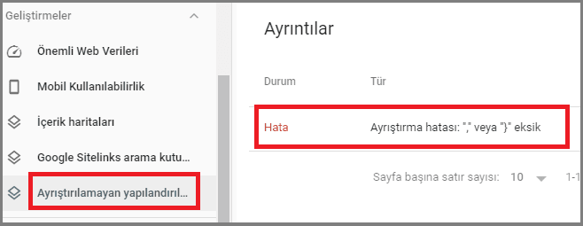 ayristirilamayan yapilandirilmis veri hatasi