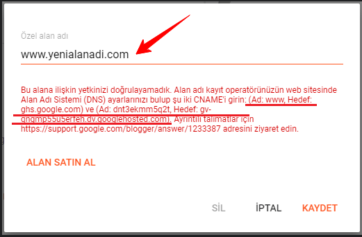 blogger domain yonlendirme 2