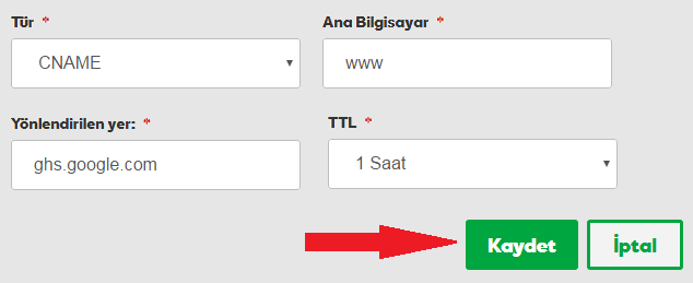 blogger godaddy cname kaydi ekleme