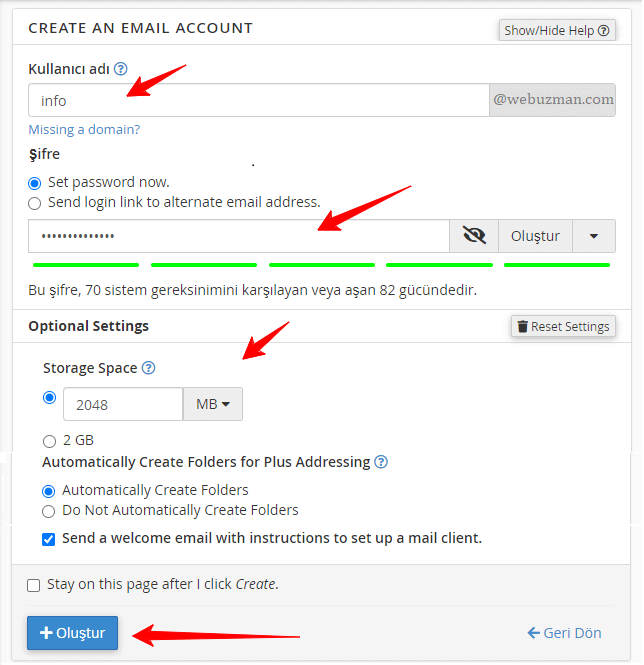 cPanel Kurumsal Mail Adresi Oluşturma
