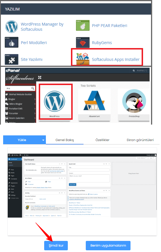 cpanel softaculous wordpress kurulumu 1