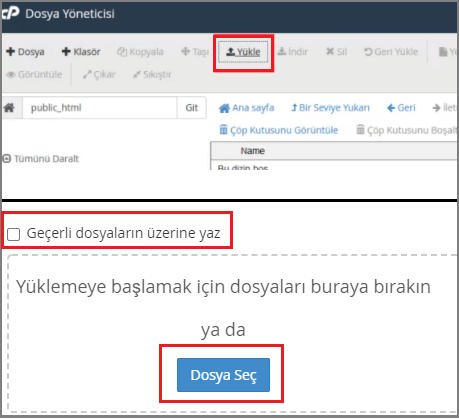 cpanel wordpress kurulum dosyalarini yukleme