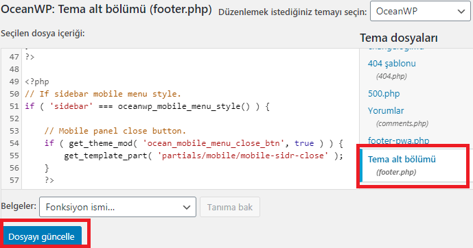footer.php ile wordpress footer duzenleme 2