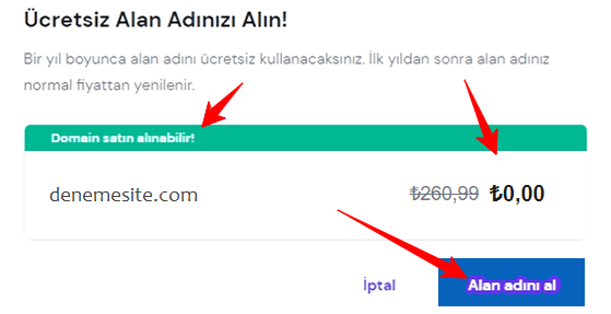 hostinger ucretisz alanadi al 1