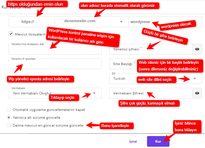 hpanel wordpress kurulumu 1