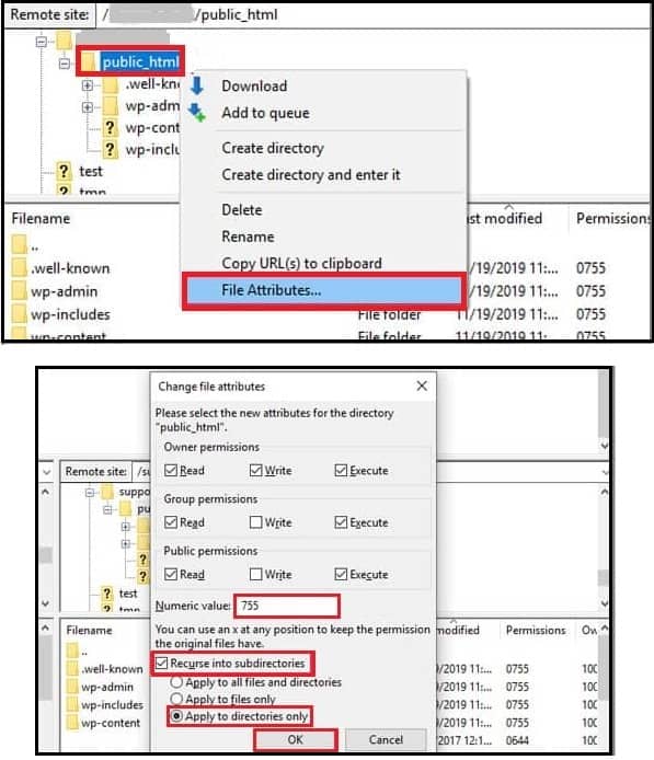 kok dizin izin ayarlari