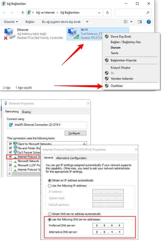 DNS Ayarlarini Degistir 1