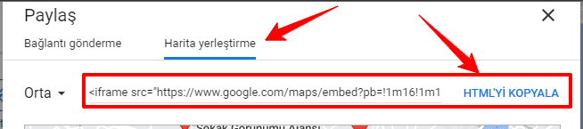Eklentisiz WordPress Harita Ekleme-3