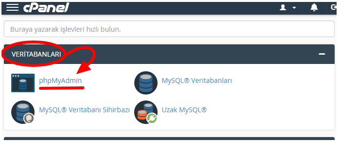 phpmyadmin giris