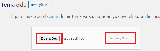 wp zip dosyasindan tema yukleme