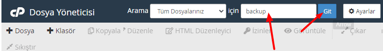 cPanel yedek silme