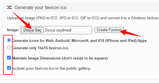 favicon olusturma