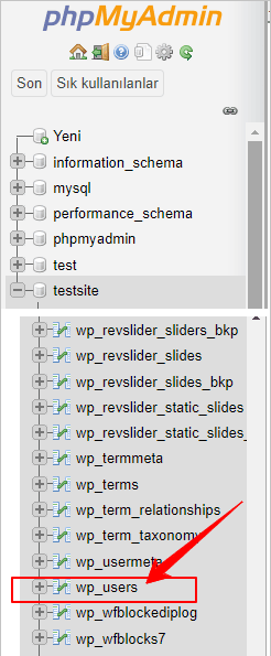 phpmyadmin sifre sifirlama 1