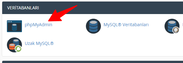 veritabanlari phpmyadmin