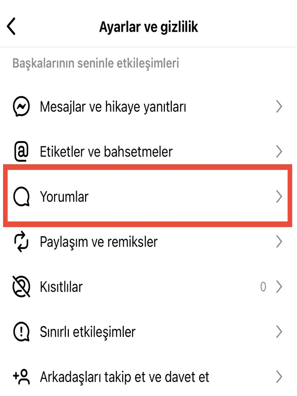 Instagramda Belirli Kisiler Icin Yorum Engelleme