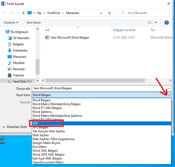 Windows Bilgisayarda Word Belgesini PDF'ye Dönüştürme-2