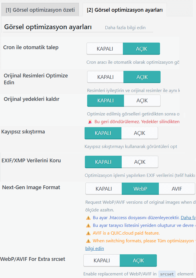 LiteSpeed Cache Görsel Optimizasyonu Sorunu Çözümü 4 litespeed gorsel optimizasyon onerilern ayarlar
