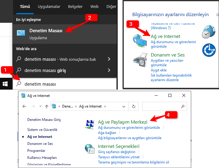 Denetim Masasi ile Windows WiFi Sifresini Bulma