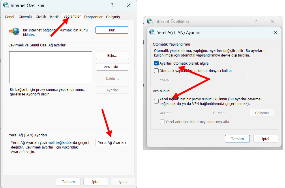 ERR_ADDRESS_UNREACHABLE Hatası Çözüm Yolları 2 Proxy Ayarlarını Kontrol Edin